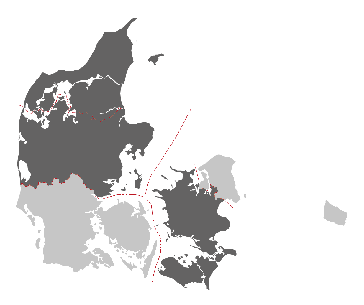 Region Midtjylland, Region Nordjylland, Region Sjælland